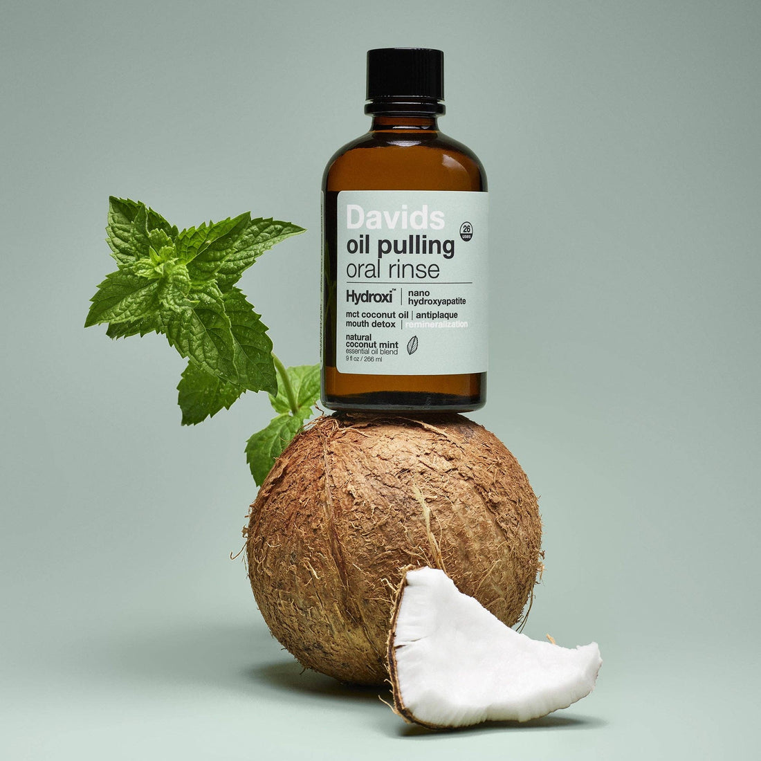 Davids Natural Toothpaste - Davids Hydroxi™ oil pulling oral rinse w/ nano hydroxyapatite / 9oz