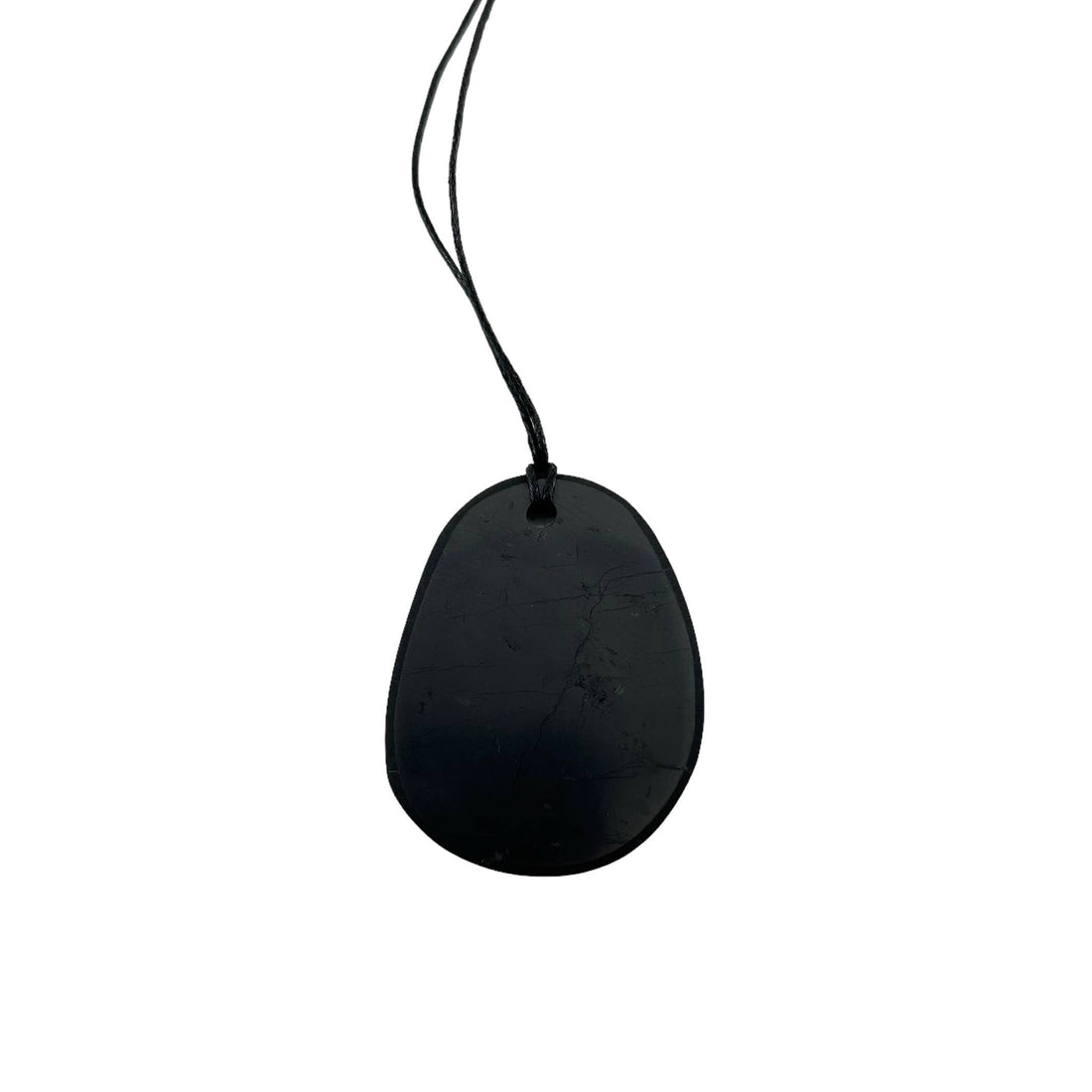 Shungite Pebble Flat Pendant Necklace