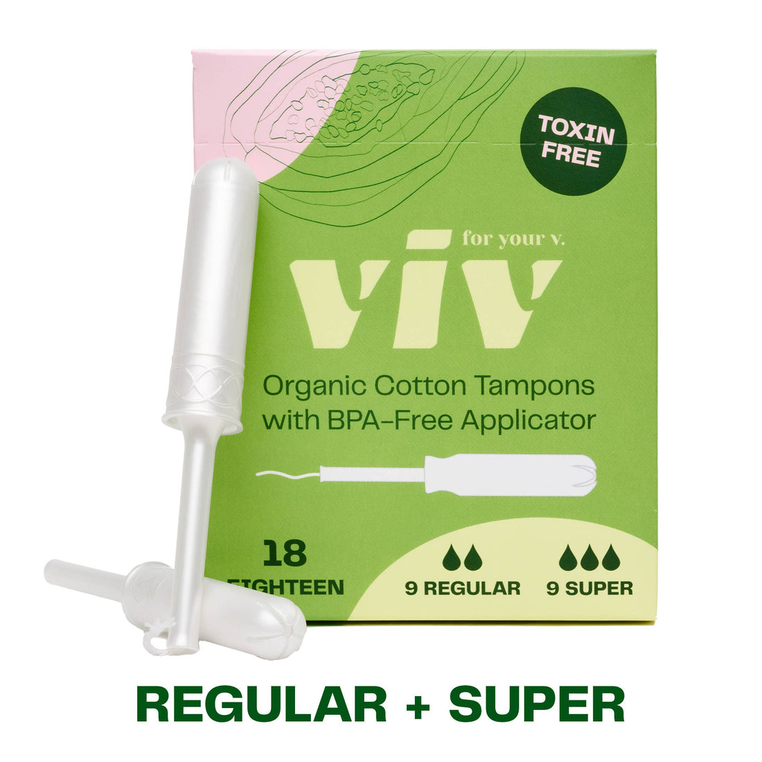 Viv for your V - Viv Organic Cotton Tampons - 100% Toxin-Free, BPA-Free