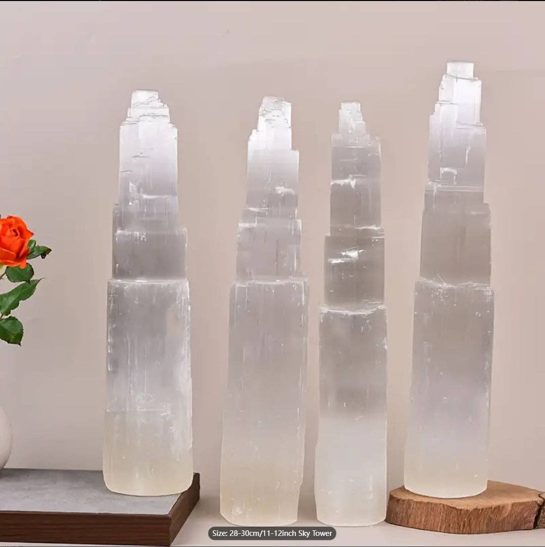 Crystal Deal· Wholesale - Large Selenite Sky Tower– 8" / 10" / 12"