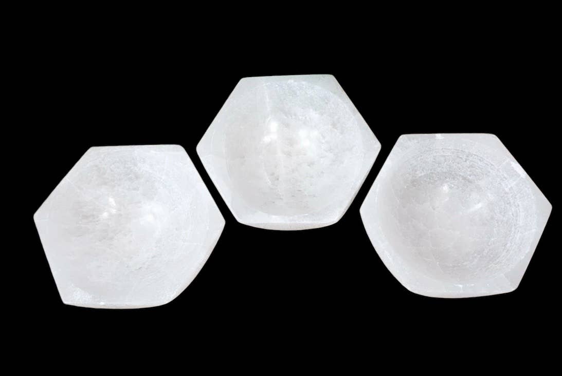 Quasar Gems USA - Selenite Bowl Hexagon Shape