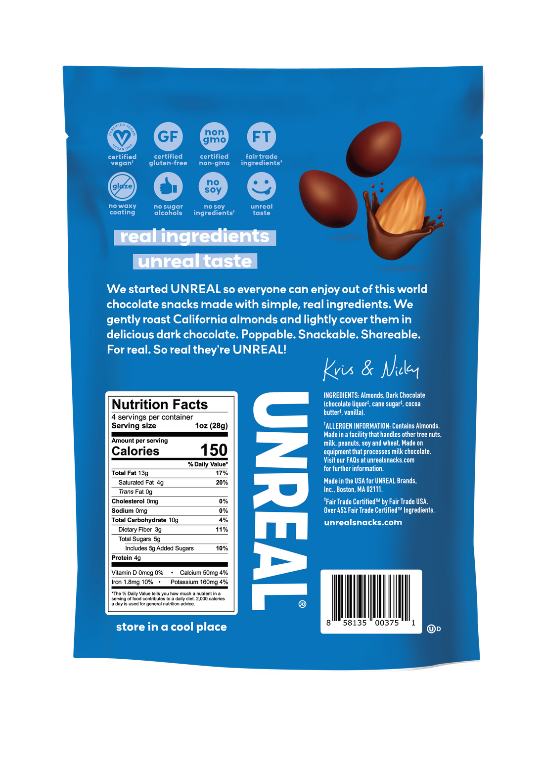 UNREAL - Dark Chocolate Covered Almonds - 6 bags