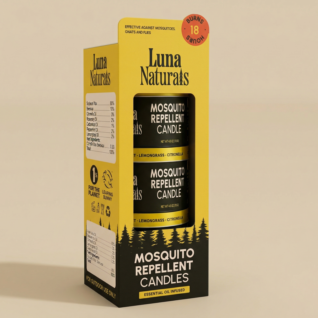 Luna Naturals - Mosquito Repellent Candle — Outdoor & Camping | 3ct