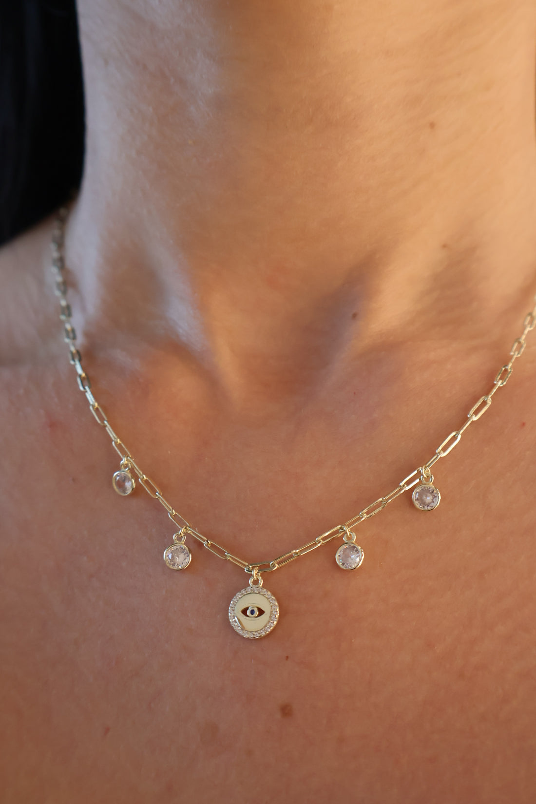 Sterling Silver Evil Eye Charm Necklace