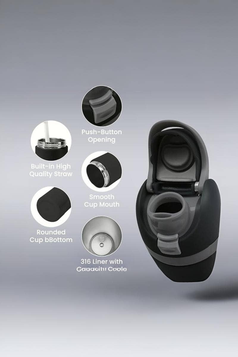 24 Oz Snap Lid Insulated Stainless Steel Bottle