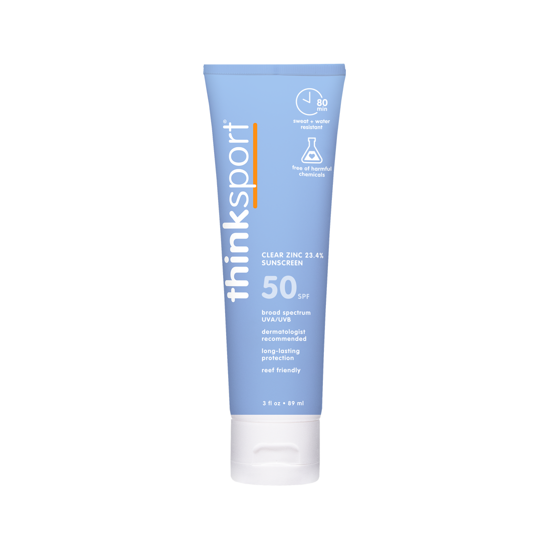 Think - Think Sport SPF 50 Clear Zinc Sunscreen (3oz), EWG Verified