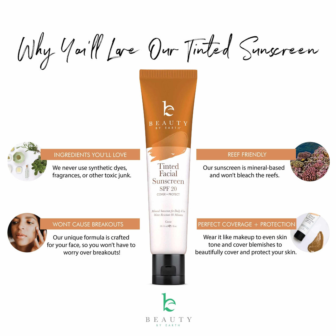 Beauty By Earth - Tinted Mineral Facial Sunscreen Lotion SPF 20, 2oz