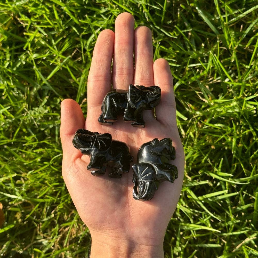 Crystal Elephant - Black Onyx